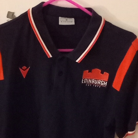 Men's Edinburgh United Kingdom polo shirt size M color dark blue orange - Picture 8 of 9